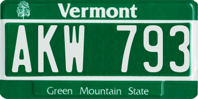 VT license plate AKW793