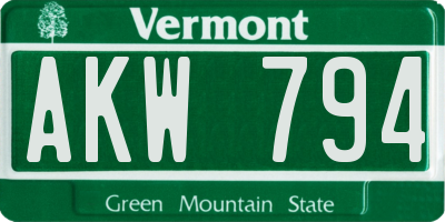 VT license plate AKW794