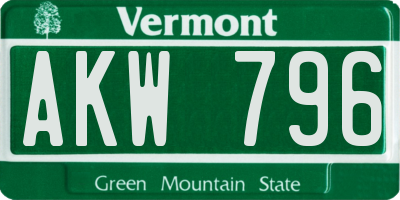 VT license plate AKW796