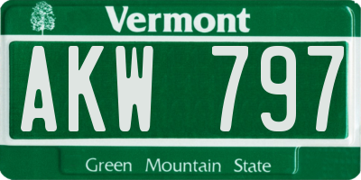 VT license plate AKW797