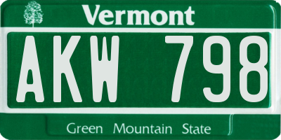 VT license plate AKW798