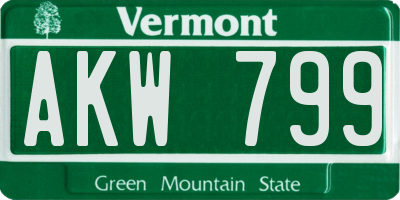 VT license plate AKW799