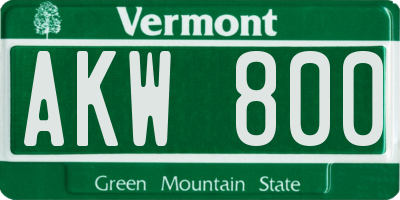 VT license plate AKW800
