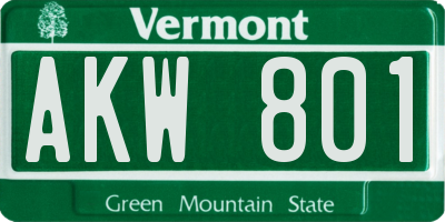 VT license plate AKW801