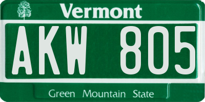 VT license plate AKW805