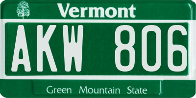 VT license plate AKW806