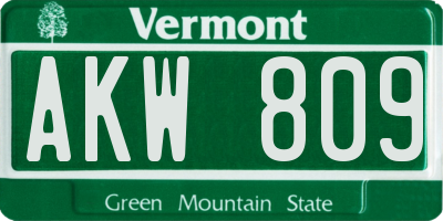 VT license plate AKW809
