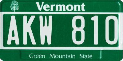 VT license plate AKW810
