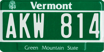 VT license plate AKW814