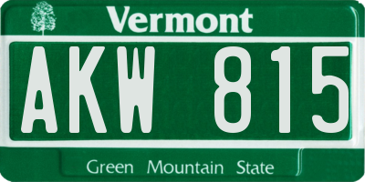 VT license plate AKW815