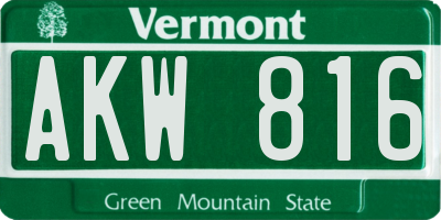 VT license plate AKW816