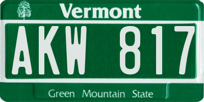 VT license plate AKW817