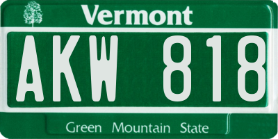 VT license plate AKW818