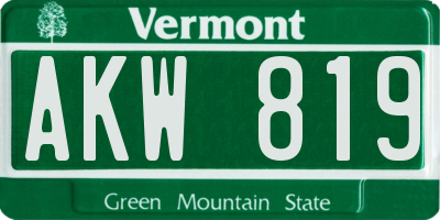 VT license plate AKW819