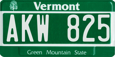 VT license plate AKW825
