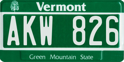 VT license plate AKW826