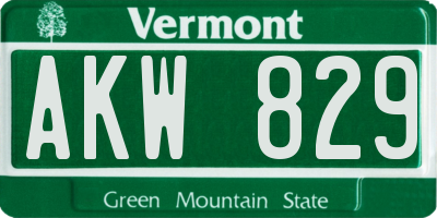 VT license plate AKW829