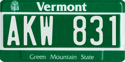 VT license plate AKW831