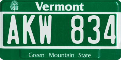 VT license plate AKW834