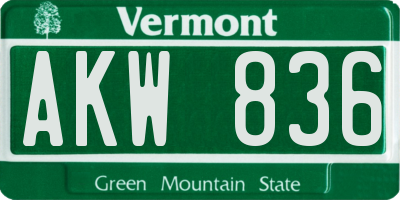 VT license plate AKW836