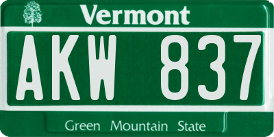 VT license plate AKW837