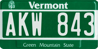 VT license plate AKW843