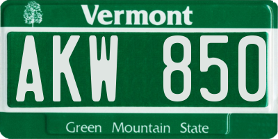 VT license plate AKW850