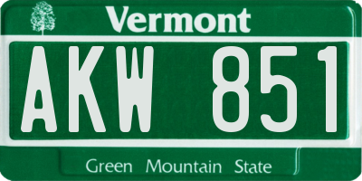 VT license plate AKW851