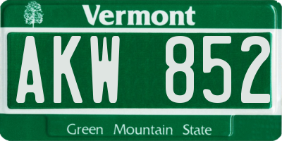 VT license plate AKW852
