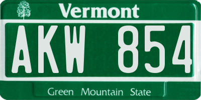 VT license plate AKW854