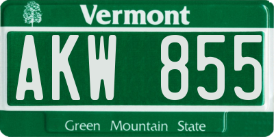 VT license plate AKW855