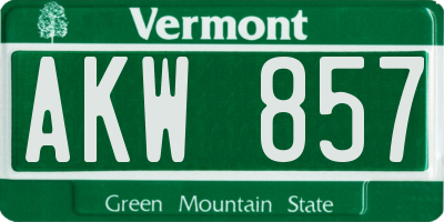 VT license plate AKW857