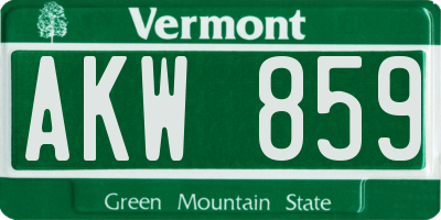 VT license plate AKW859