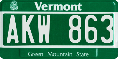 VT license plate AKW863