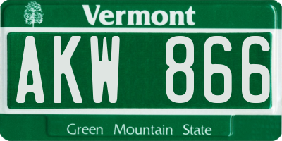 VT license plate AKW866