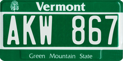 VT license plate AKW867