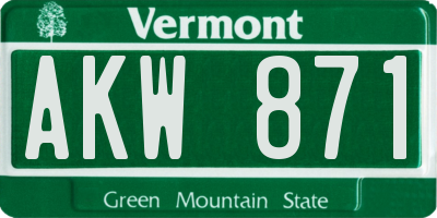 VT license plate AKW871