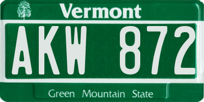 VT license plate AKW872