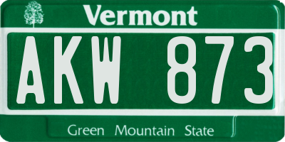 VT license plate AKW873
