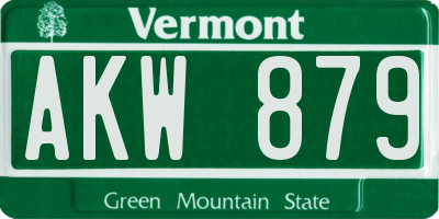 VT license plate AKW879