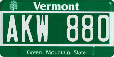 VT license plate AKW880
