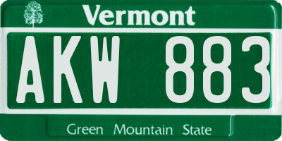 VT license plate AKW883