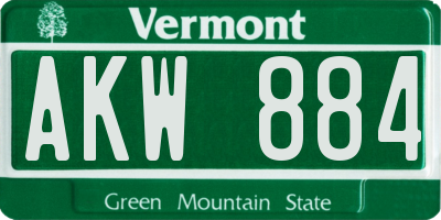 VT license plate AKW884
