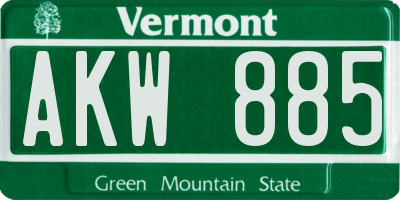 VT license plate AKW885