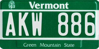VT license plate AKW886