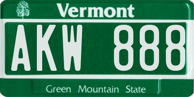 VT license plate AKW888