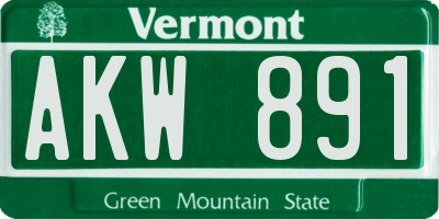 VT license plate AKW891