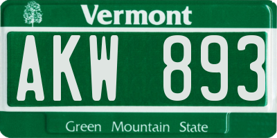 VT license plate AKW893