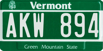 VT license plate AKW894