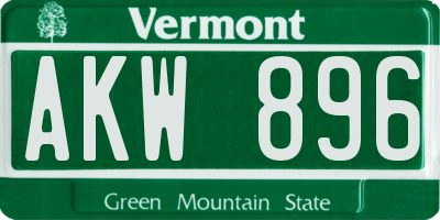 VT license plate AKW896